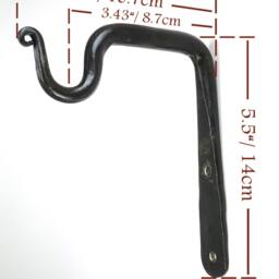 2 Curtain Rod Holders, Hand Forged Pole Brackets Kitchen S Rack Utensils Hanger Wrought Iron Strong Metal Wall Hooks For Mobile Pot Bag Pair - thumbnail 3