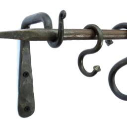 2 Curtain Rod Holders, Hand Forged Pole Brackets Kitchen S Rack Utensils Hanger Wrought Iron Strong Metal Wall Hooks For Mobile Pot Bag Pair - thumbnail 2