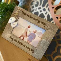 Those We Love Don't Go Away They Walk Beside Us Every Day - Memorial, in Memory Personalised Driftwood Style Photo Frame 6x4 - thumbnail 1