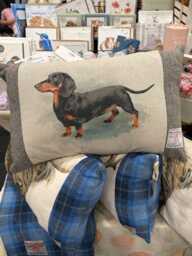 Hand Crafted Harris Tweed Dachshund Cushion Feather Inner - thumbnail 1