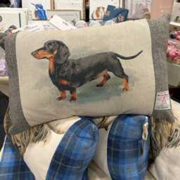 Hand Crafted Harris Tweed Dachshund Cushion Feather Inner - thumbnail 3