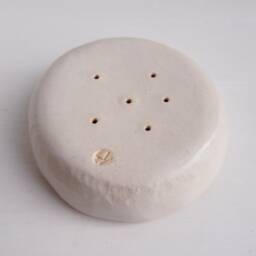 Handmade Pink & White Round Ceramic Soap Dish, Pastel Pottery Holder, Bathroom Accessory - thumbnail 4