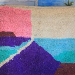 Colorful Moroccan Rug, Custom Fabulous Boujad Azilal Abstract Multicolored Carpet, Handmade Bohemian Rug - thumbnail 2