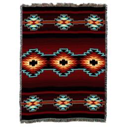 Esme Southwest Woven Tapestry Blanket, Native American Inspired Pattern, Tribal Camp Throw Cotton Made in Usa 72x54 - thumbnail 2