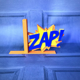 3D Printed Comic Bookends Zap Style, Custom Colors