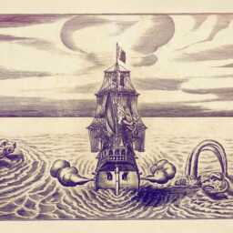 Sea Monsters Attacking A Sailing Ship Antique Print - Dated 1684 Reproduction Available Framed - thumbnail 2