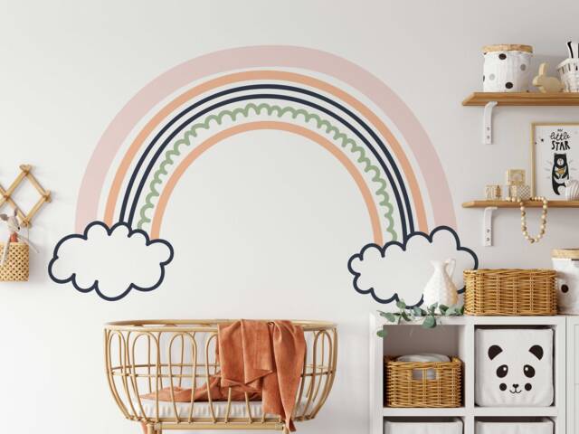 Watercolor Rainbow Wall Decals Reusable Nursery Decor - image 1