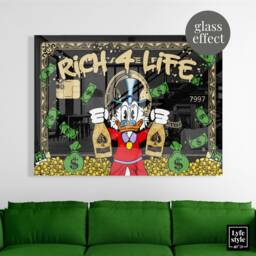 Rich Money Duck - Glass Effect Rich 4 Life - Alec Monopoly Inspired Gold Art Pop Gifts For Him Canvas Luxury - thumbnail 3