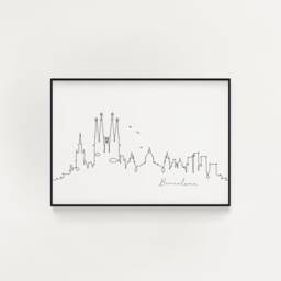 Barcelona Skyline Line Art Print Minimalist Nordic Decor - thumbnail 1