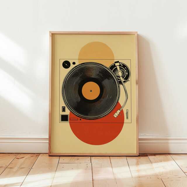 Retro Turntable Poster - 80S Vinyl Record Wall Art Japanese Minimalist Music Paper Print - image 1