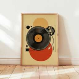 Retro Turntable Poster - 80S Vinyl Record Wall Art Japanese Minimalist Music Paper Print - thumbnail 1