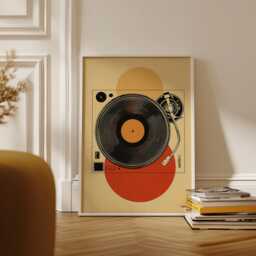 Retro Turntable Poster - 80S Vinyl Record Wall Art Japanese Minimalist Music Paper Print - thumbnail 2
