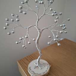 Personalised 10Th Anniversary Aluminium Tree, Handmade Wire Tree, Custom Message, 10 Years Wedding Gift - thumbnail 2