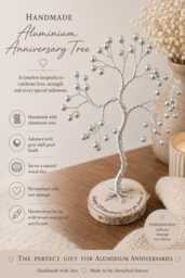 Personalised 10Th Anniversary Aluminium Tree, Handmade Wire Tree, Custom Message, 10 Years Wedding Gift