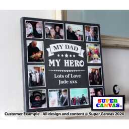Dad Daddy Our Hero Custom Personalised Grandad Picture Photo Collage Family Wall Art Framed Canvas Print Birthday Fathers Day Gift - thumbnail 3