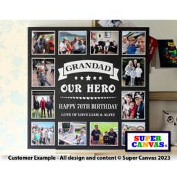 Dad Daddy Our Hero Custom Personalised Grandad Picture Photo Collage Family Wall Art Framed Canvas Print Birthday Fathers Day Gift - thumbnail 2