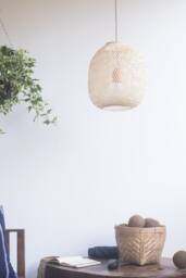 Round Bamboo Pendant Light - Woven Fishing Trap Lamp, Boho Rustic Decor