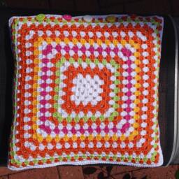 Crochet Cushion/Pillow Cover. Granny Square Wheely Cushion/Pillow Cover - thumbnail 4