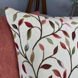 Red - Beige Cream Pillow Cover , Voyage Cervino Fabric, Classic Leaf Trail Cushion Cover, Farmhouse Countryside Home Decor - thumbnail 3