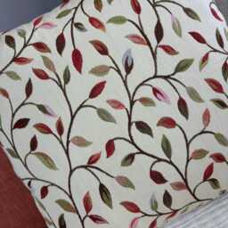 Red - Beige Cream Pillow Cover , Voyage Cervino Fabric, Classic Leaf Trail Cushion Cover, Farmhouse Countryside Home Decor - thumbnail 2