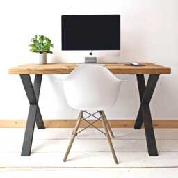 Office Desk Handcrafted Using Rustic Solid Wood - X-Frame Ben Simpson Furniture - thumbnail 1