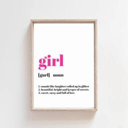 Girls Nursery Prints, Girl Definition Print, Quotes, Bedroom Decor, Wall Art - thumbnail 1