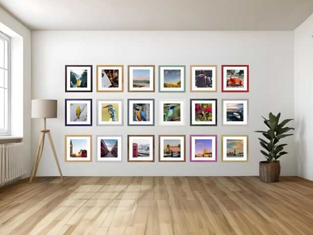 Handmade Square Photo Frame Picture Poster Frame With White Mount Wooden Effect Modern Rainbow Colors Best Wedding Anniversary Gift Frames - image 1