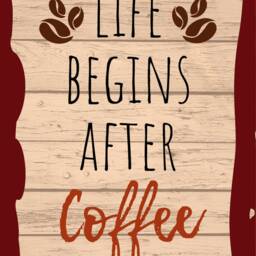 Life Begins After Coffee Metal Wall Sign - Fun Barista Cafe Modern Home Kitchen Decor - thumbnail 2