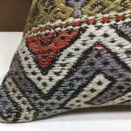 Vintage Kilim Pillow Cover, Handwoven Bohemian Throw 20x20 - thumbnail 3