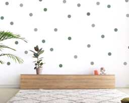 Earthy Green Polka Dot Fabric Wall Stickers Muted Sage Decor - thumbnail 1