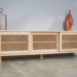 Japandi Tv Stand, Handmade From Solid Pinewood - Dipi - thumbnail 2
