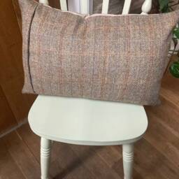 Handmade Harris Tweed Stag Cushion Cover Beige Herringbone Pillow - thumbnail 2