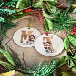Personalised Glitter Bauble, Name & Initial Tree Gift, Santa Bear Decoration, Christmas Eve Box, Stocking Filler, Matching Family Bauble