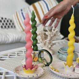 Handmade Ceramic Candle Holder With Miniature Houses - thumbnail 3