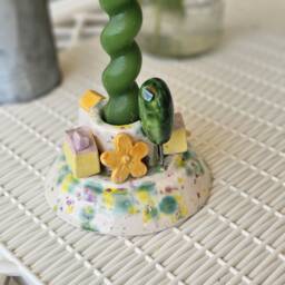 Handmade Ceramic Candle Holder With Miniature Houses - thumbnail 2