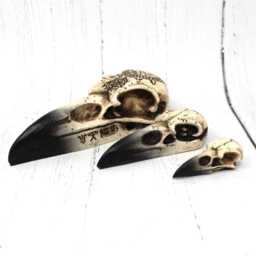 Hand-Cast Raven Skull Figurine Magic Symbols, Runes, Pagan Decor - thumbnail 3
