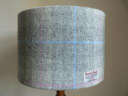 Harris Tweed Lampshade - Grey, Blue & Pink Tartan - thumbnail 1