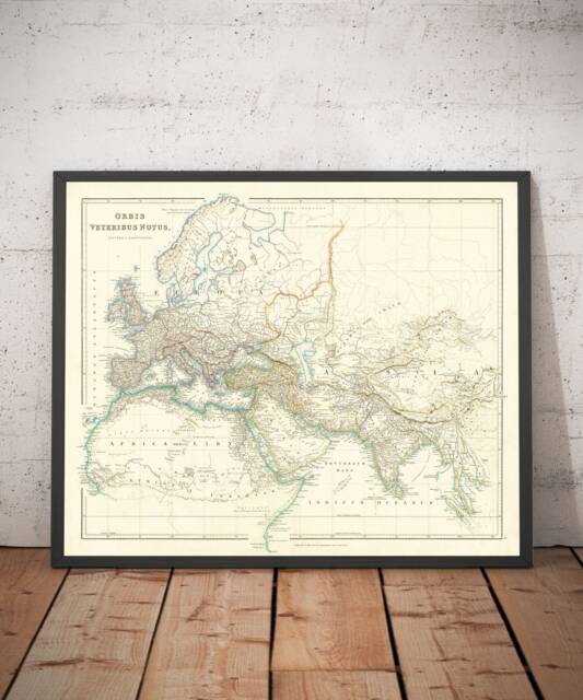 Old Map Of The Ancient World By Arrowsmith, 1822 - Medieval Europe, Middle East, Africa Orbis Veteribus Notus Framed, Unframed Canvas - image 1