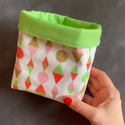 Plant Pot Cosy - Geometric Mid Century Shapes Print Fabric Storage Basket - thumbnail 3