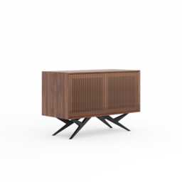 Walnut Record Player Stand, Mid Century Modern Vinyl Storage Console - thumbnail 3