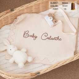 Personalized Embroidered Baby Blanket With Name, Soft Cotton Newborn Shower Gift, Birthday Present
