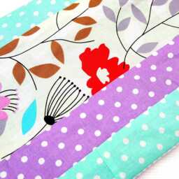 Baby Blanket For Girls in Purple/Pink/Mint With Flowers & Polka Dots, Also Available As A Set Cuddly Toy. Handmade By Bab-Berlin - thumbnail 3