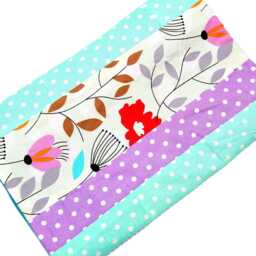 Baby Blanket For Girls in Purple/Pink/Mint With Flowers & Polka Dots, Also Available As A Set Cuddly Toy. Handmade By Bab-Berlin - thumbnail 2