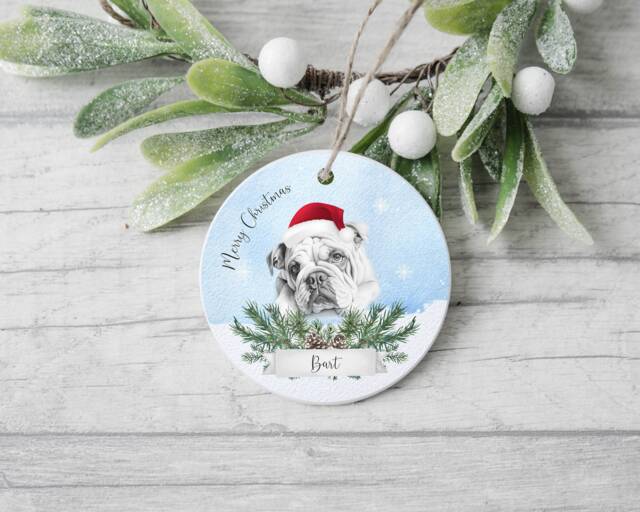 Personalised English Bulldog Christmas Ornament, Dog Bauble Decoration - image 1