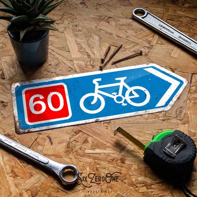 Personalised Ncr Metal Signs - Worn/Clean Look Cycle Route Sustrans Touring Path Arrow Left Or Right - image 1