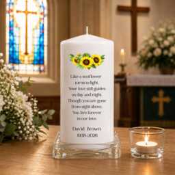 Sunflower Memorial Candle - Personalised Funeral Remembrance in Loving Memory Tribute Sympathy Gift - thumbnail 2