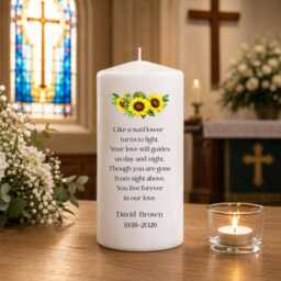 Sunflower Memorial Candle - Personalised Funeral Remembrance in Loving Memory Tribute Sympathy Gift - thumbnail 1