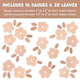Daisy Wall Decals - Floral Stickers, Beige Nursery Decor, Kids Room Art, Reusable & Removable - thumbnail 2