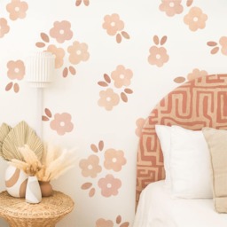 Daisy Wall Decals - Floral Stickers, Beige Nursery Decor, Kids Room Art, Reusable & Removable - thumbnail 1