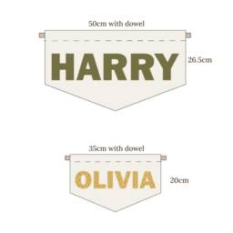 Personalised Wall Hanging Banner, Fabric Pennant For Kids Rooms & Nursery, Gift Newborn, Peg Rail Decor, Custom Name Banner - thumbnail 3